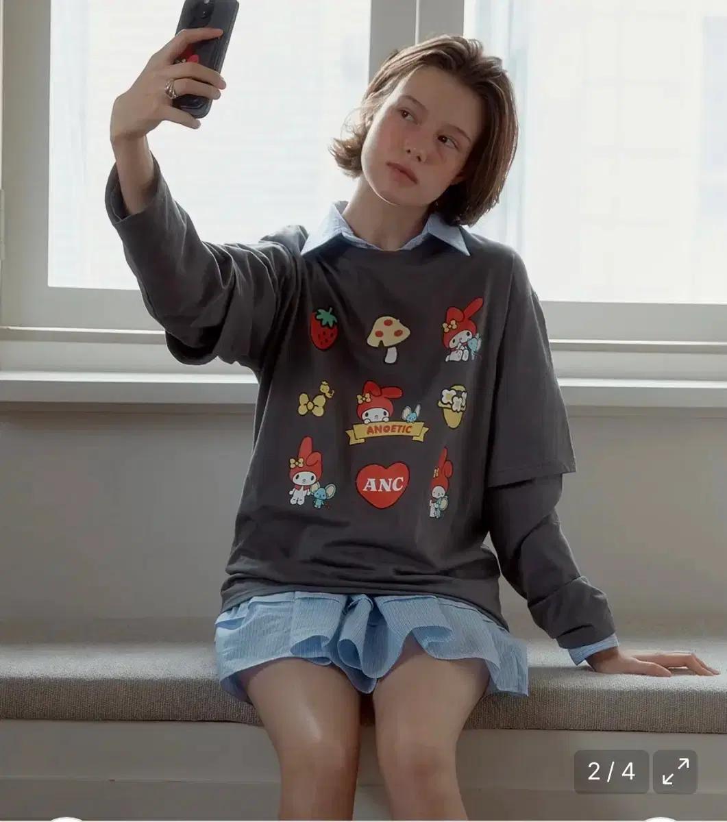 ANOETIC 마이멜로디 콜라보 긴팔티셔츠