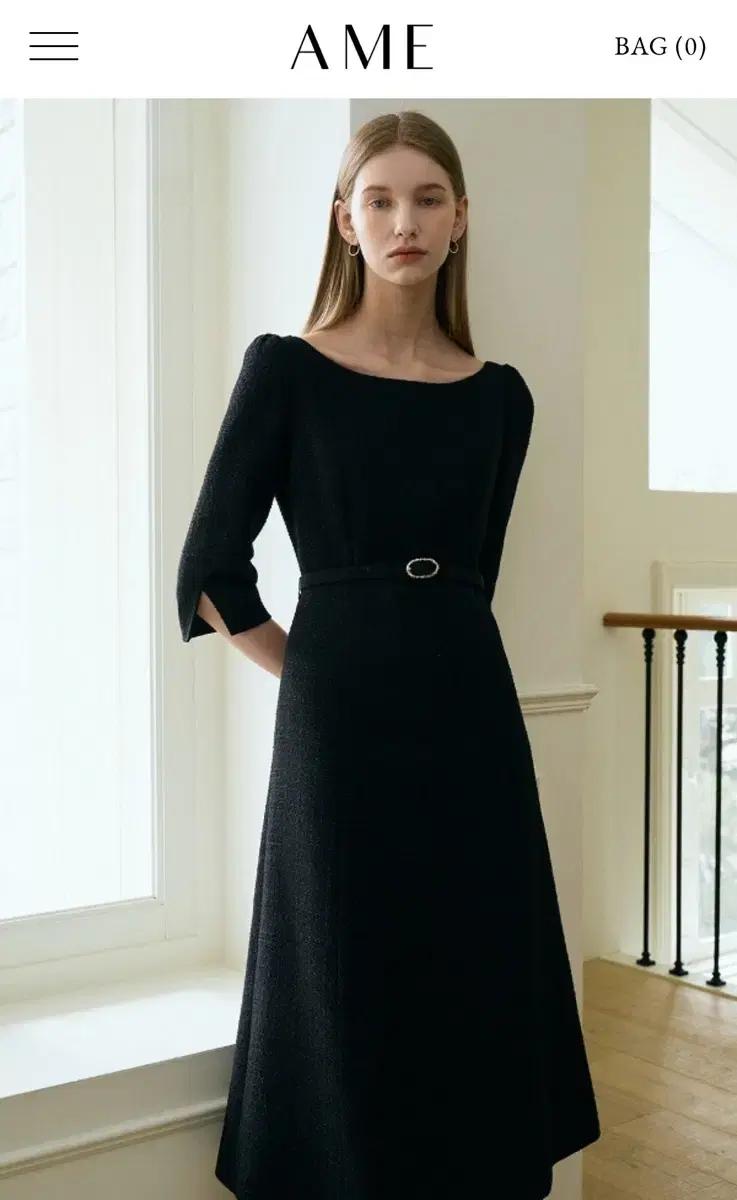 엠므 블랙 트위드 벨티드 원피스(새상품/정가 328,000원) 하객룩추천