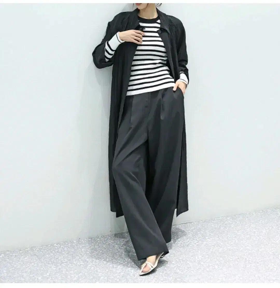 주줌 오간자 롱 트렌치 코트 - 블랙,프리