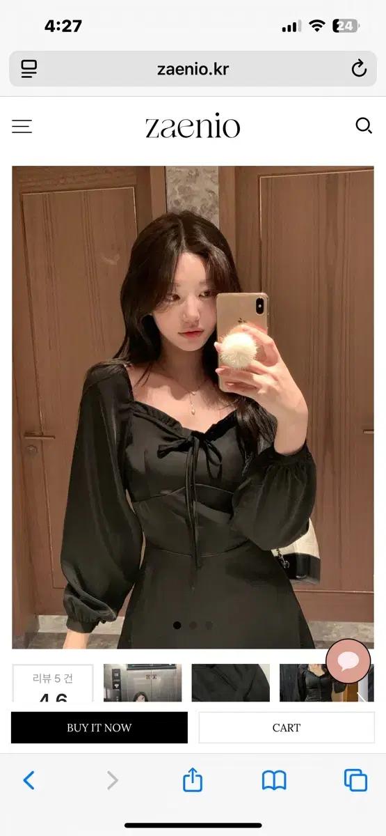 제니오 뮤즈 새틴 미니드레스 블랙 m