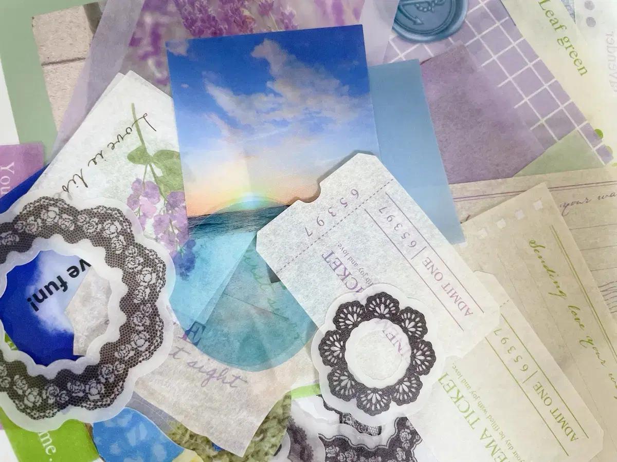 빈티지 감성 조각 스티커 무중복 일괄 소분 일본 다이소 띵