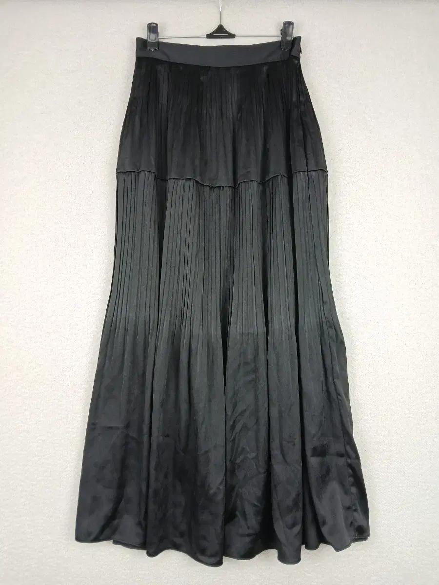 여성 블랙 플리츠 롱 스커트(55~66)