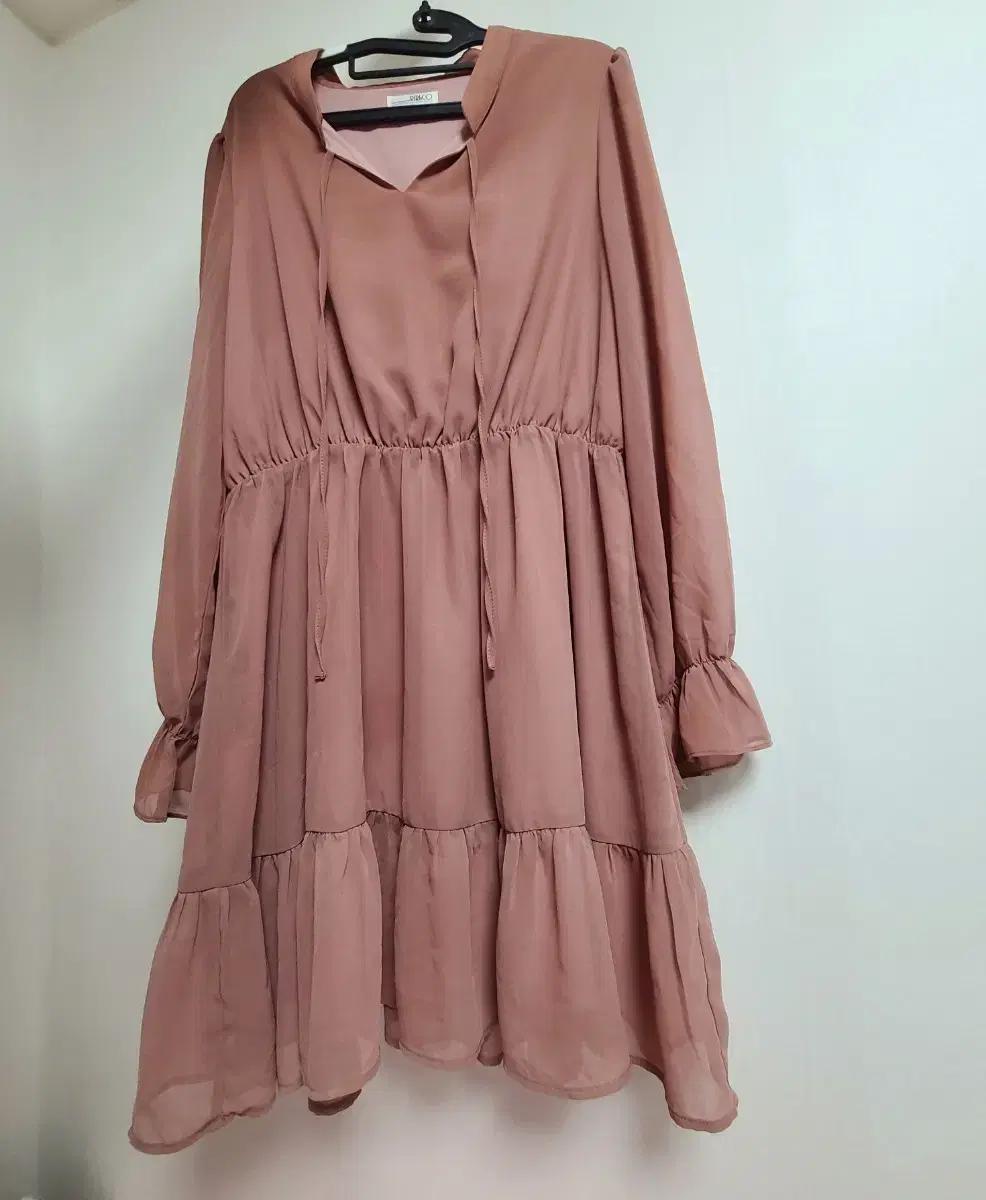 쉬폰 캉캉 미니 원피스 로즈핑크