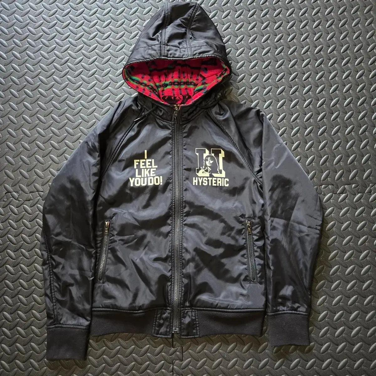 히스테릭글래머 I FEEL YOU DO! 플리스 집업 후드 자켓 블랙