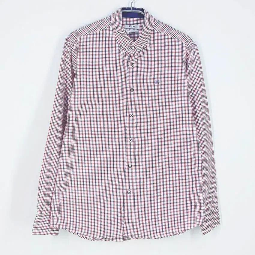 휠라 남성 춘추 체크배색 긴팔셔츠 레드105 (HU40935)