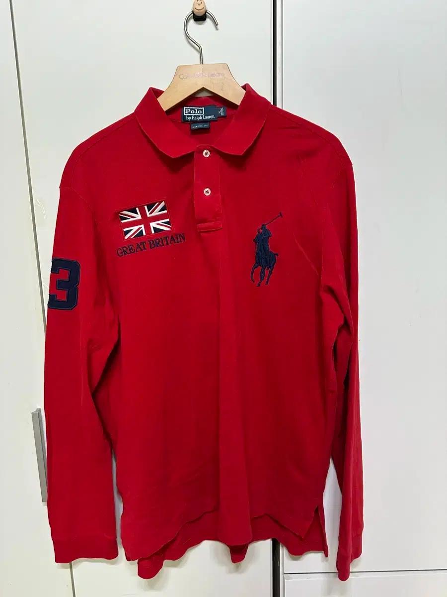 폴로 랄프로렌 빨간색 긴팔 카라티 XL