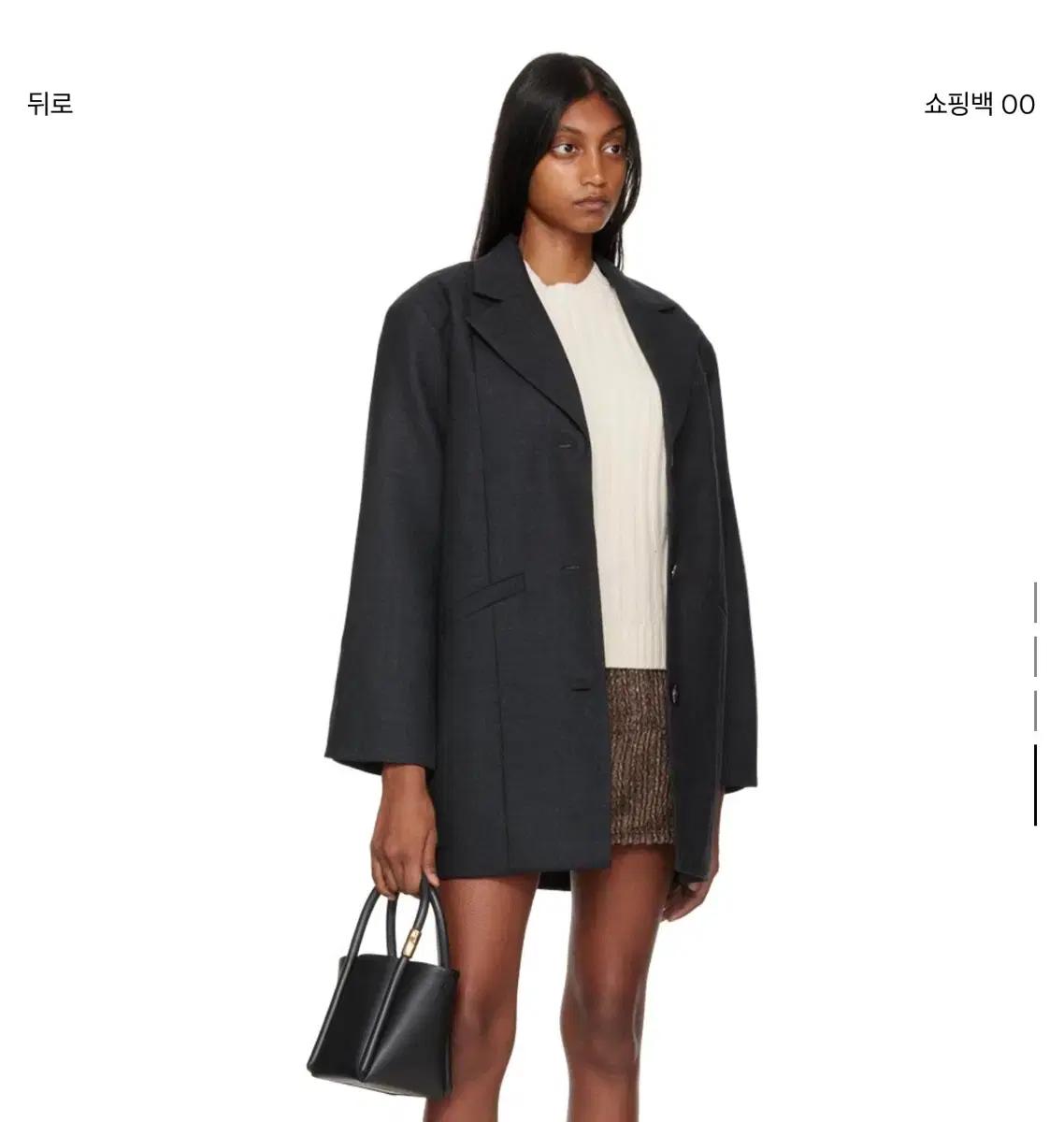 ganni 가니 그레이 싱글 브레스트 블레이저 자켓 S