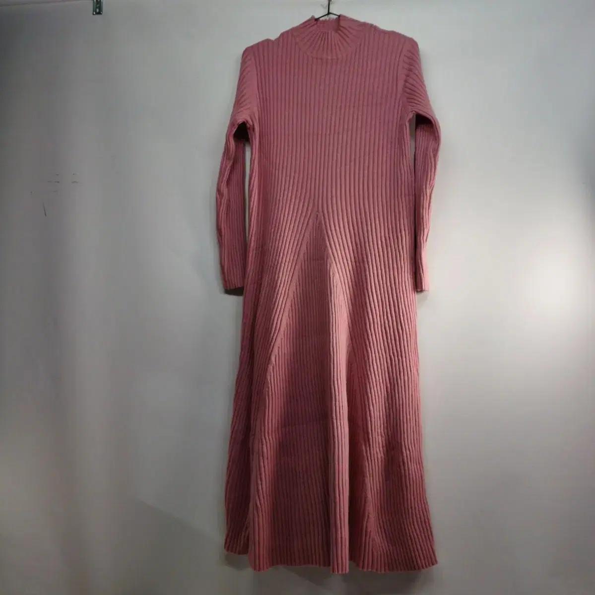 핑크 골지 니트 롱 원피스90사이즈 봄가을 510405