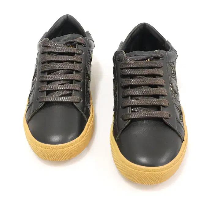 생로랑 527840 블랙 카프스킨 글리터 여성 스니커즈 94217YSLC