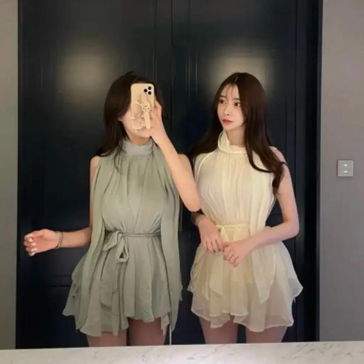 쉬폰 스카프 스트랩 블라우스 아이보리 화이트