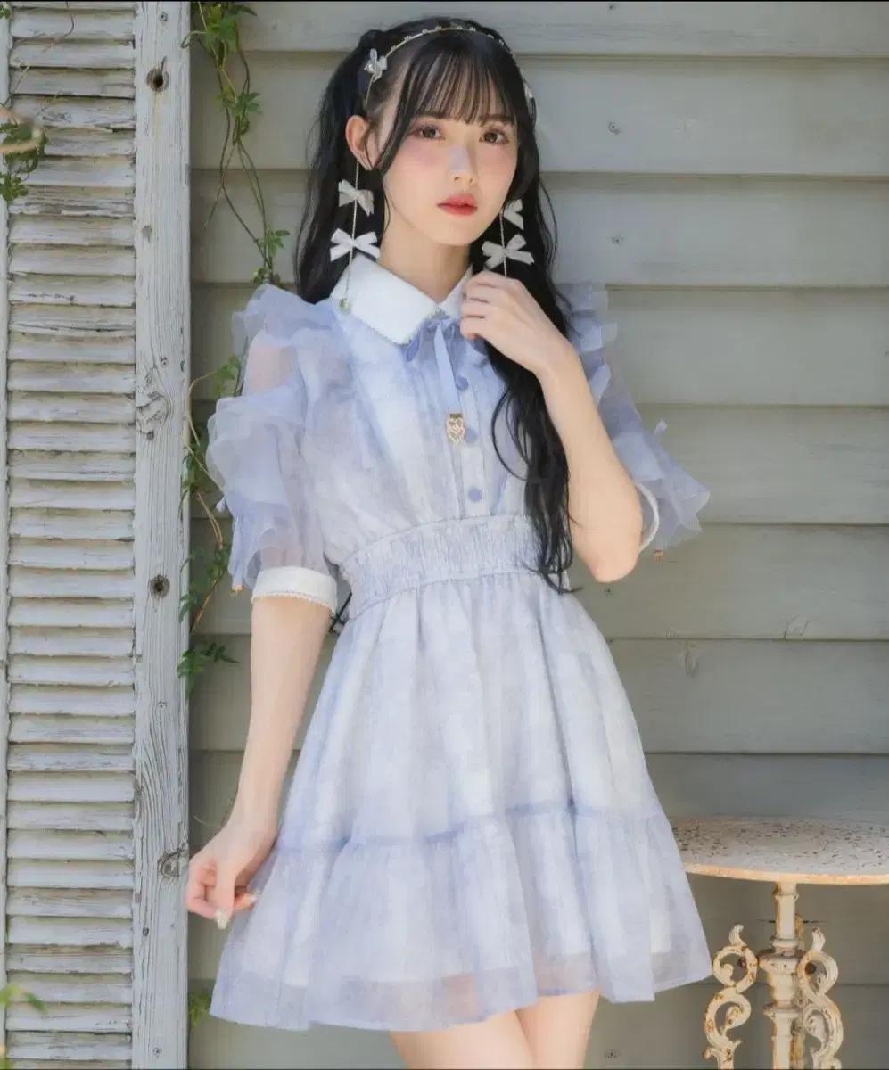 로지타 꽃무늬 원피스 블루 /양산형미즈이로양지뢰지뢰계리즈리사앙크루즈노에미