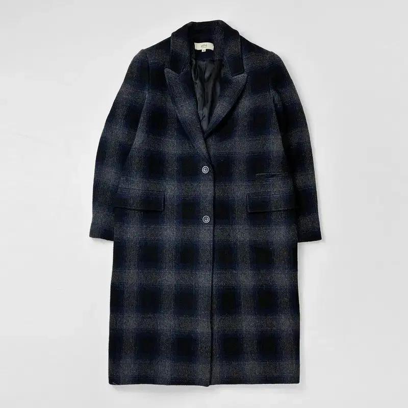 아떼 ATHE 오버핏 타탄 체크 울 롱 코트 Q877
