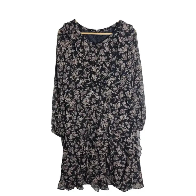 JPN 레트로 플라워 쉬폰 원피스 [M] 롱원피스 쉬폰 빈티지 꽃무늬