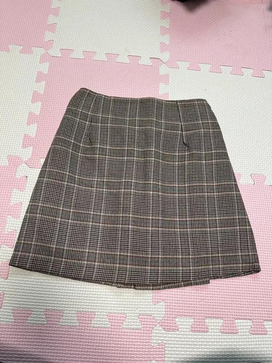 체크 밴딩 a라인 스커트 (착샷o)