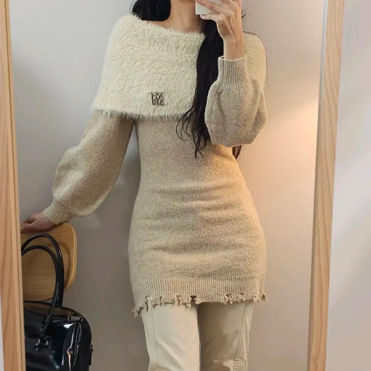 (S)xFabi 여성 오프숄더 니트 미니 원피스 파티룩 E2M3620