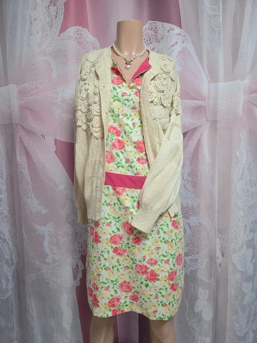 모리걸 빈티지 원피스 가디건 코디세트