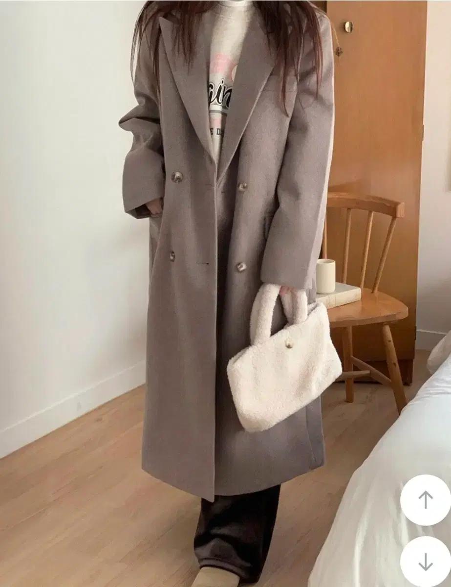 (새상품) 원가6.7 안감솜본딩 더블 오버핏 겨울롱코트(베이지)
