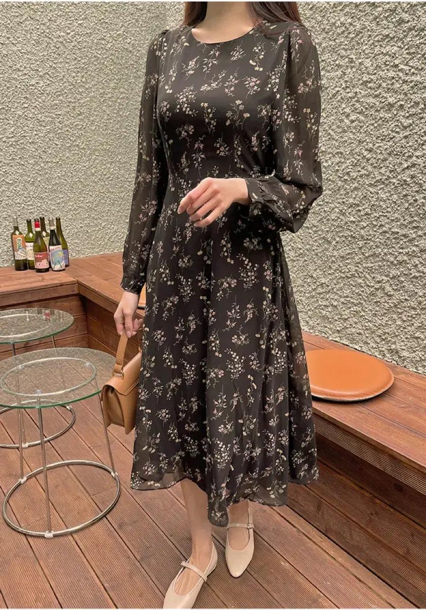 새옷)리리앤코 쉬폰플라워 롱원피스(66-77)