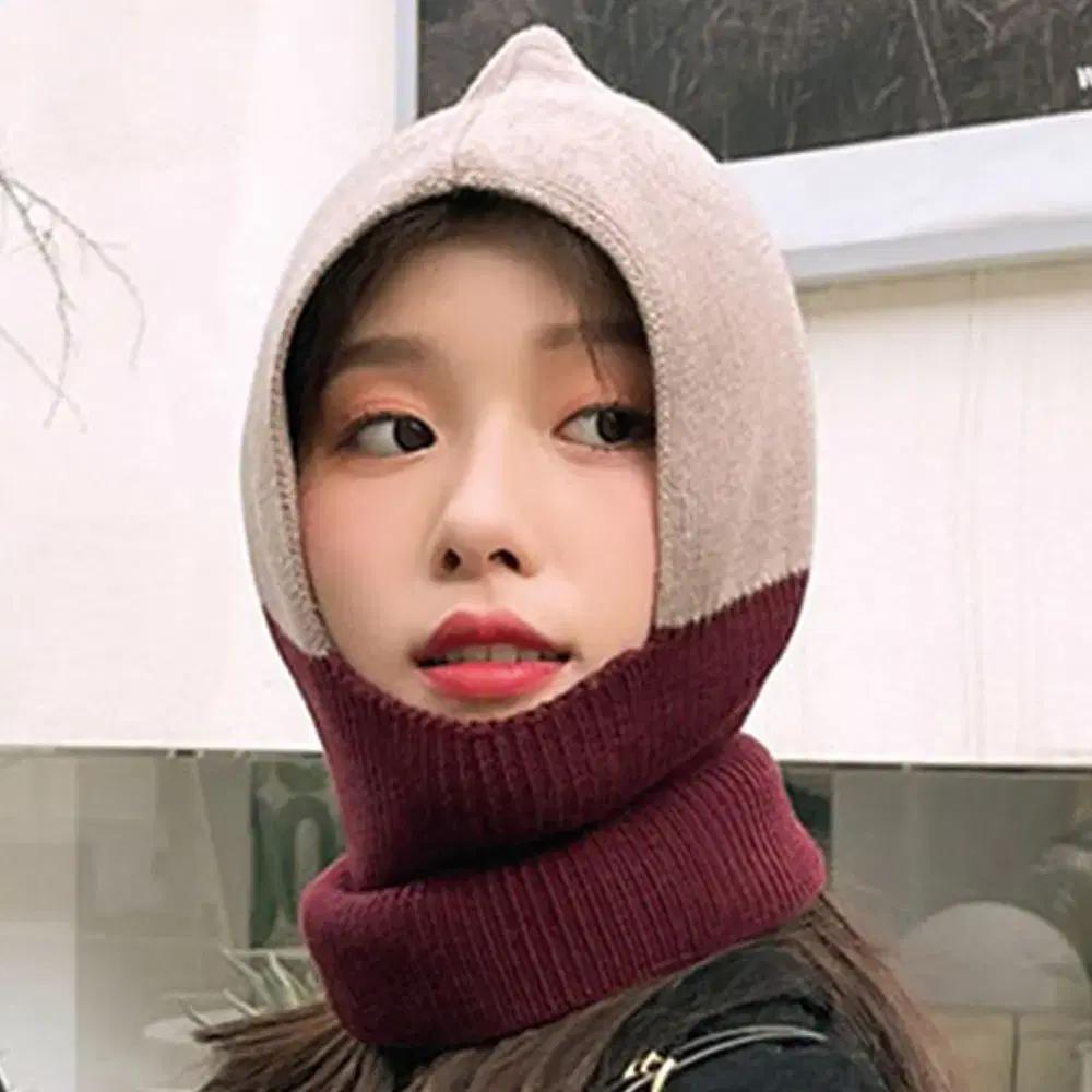 (새상품)니트 겨울 방한 바라클라바 여성 후드 넥워머