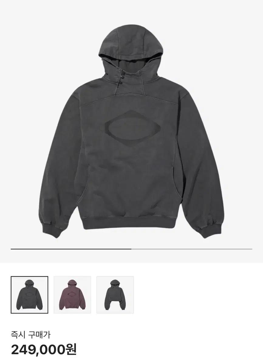 미스치프 롬버스 사이드 버튼 업 후드 워시드 차콜 M