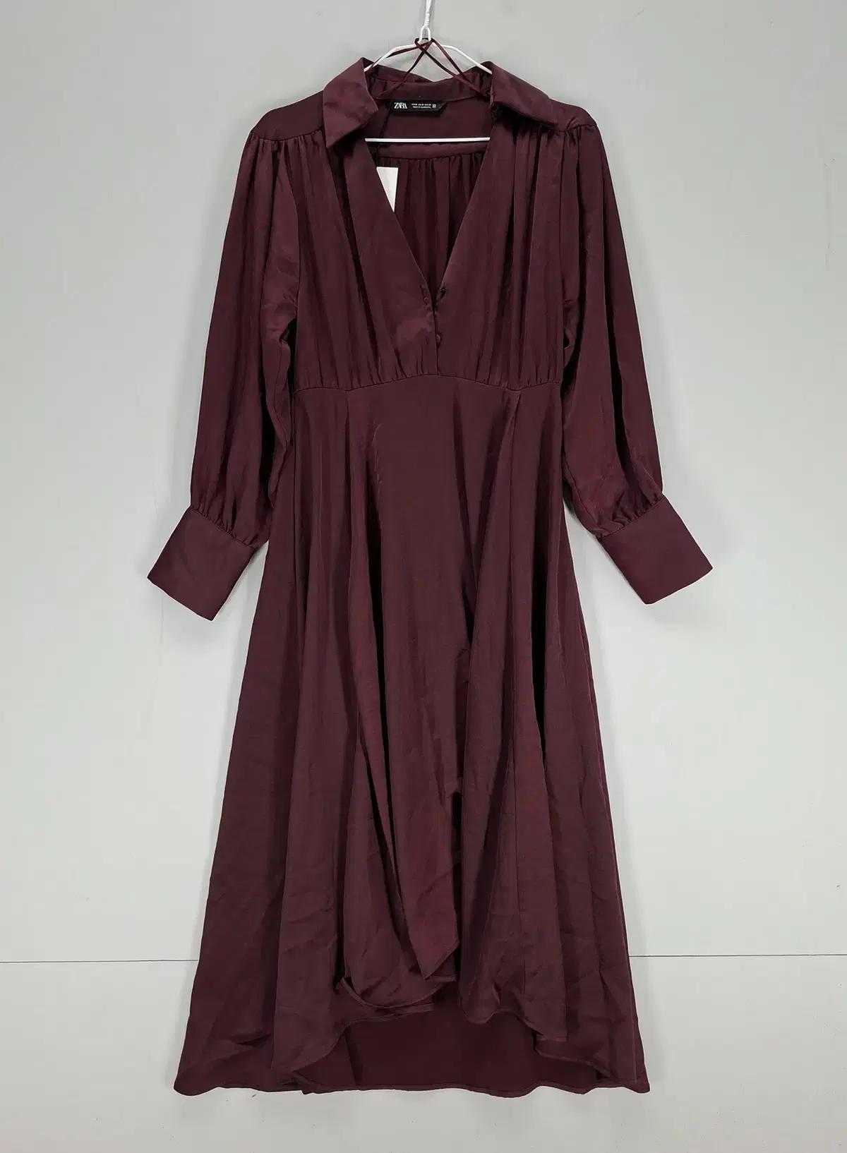 [신동품] 자라 여95 롱원피스 봄가을 와인 64372