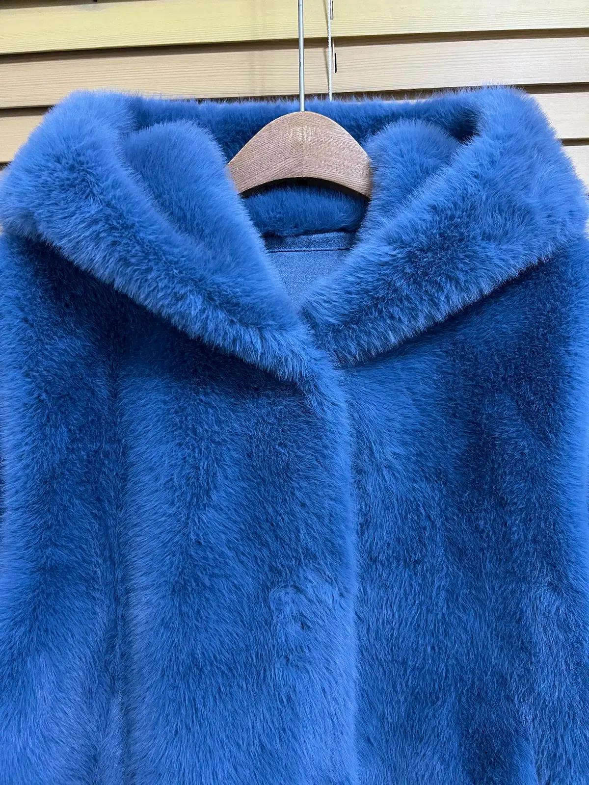 엘비엘 LBL 여성 블루 에코퍼코트 에코퍼후드자켓 S