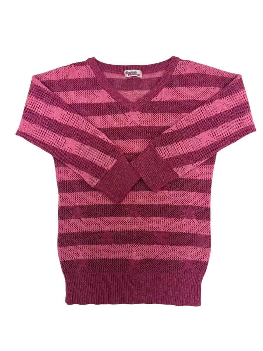 90s 히스테릭글래머 스트라이프 핑크 별무늬 니트