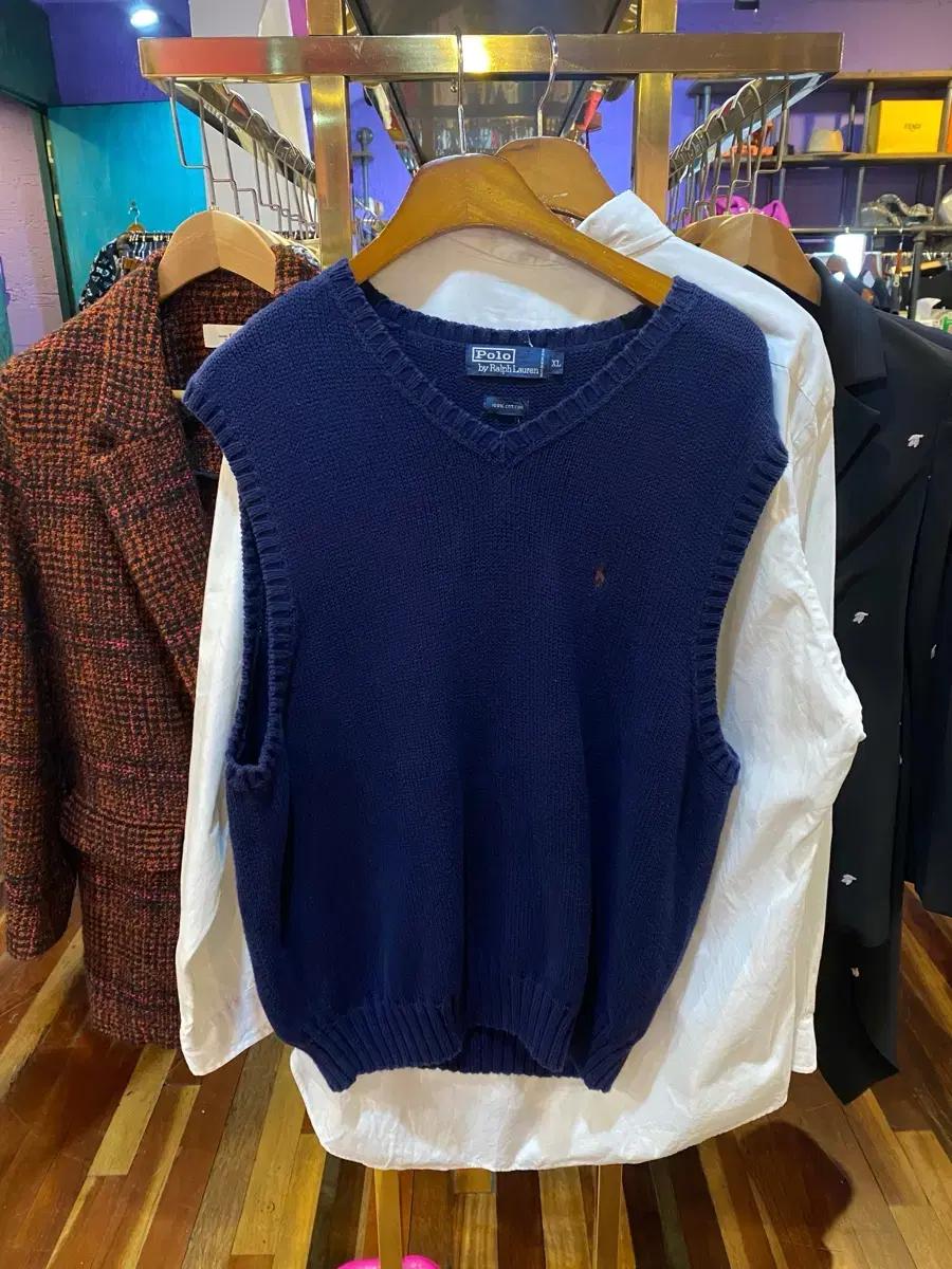 폴로 랄프로렌 정품 네이비 니트 베스트 조끼(XL)