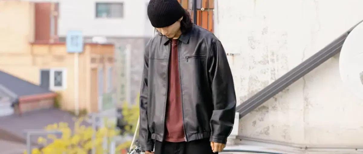 (구해요) 디스이즈네버댓 24fw레더 해링턴 자켓 m