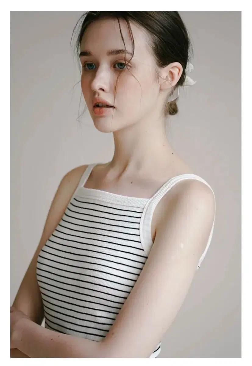 라미네즈 Stripe Square Sleeveless 네이비 아이보리