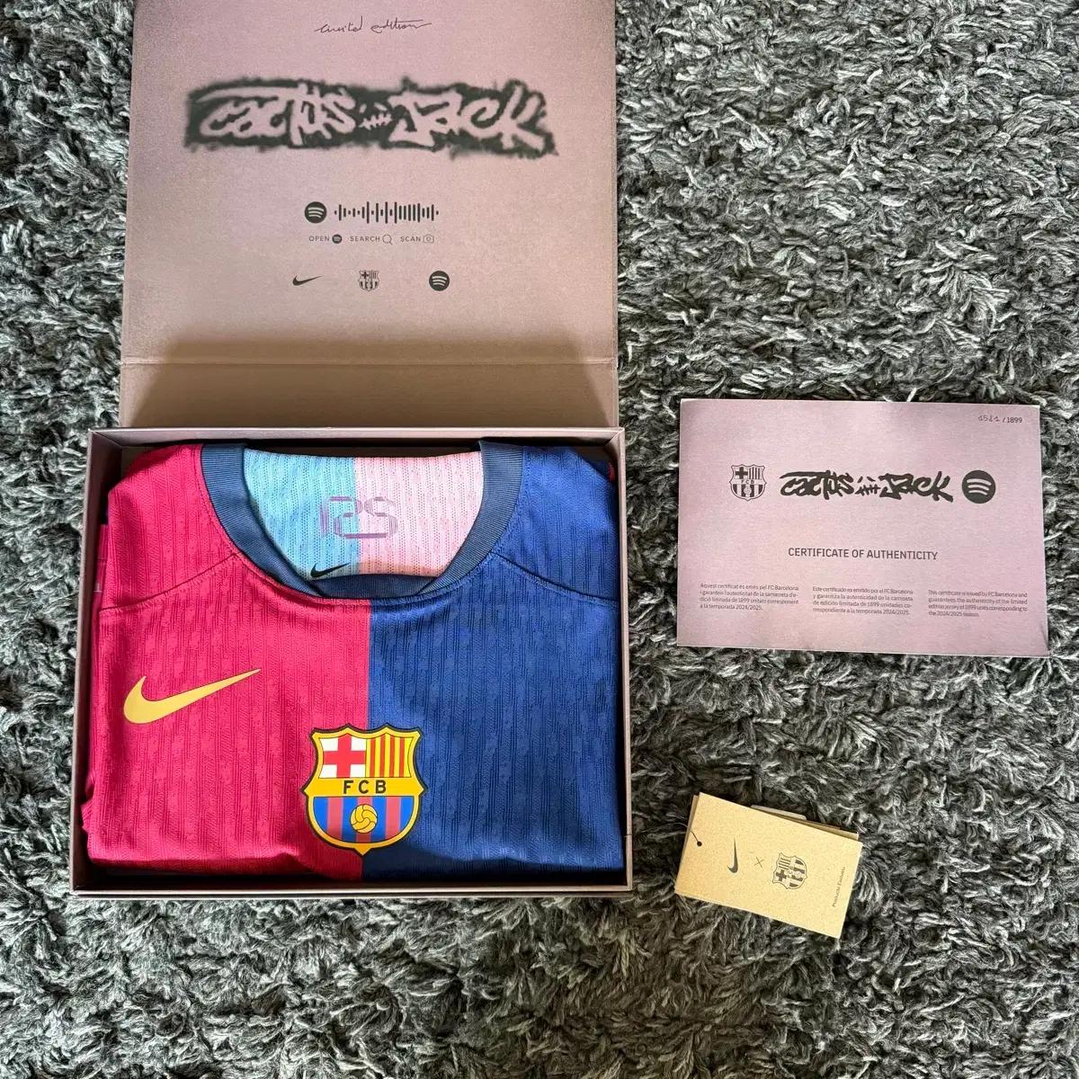 트래비스스캇 나이키 FC 바르셀로나 어센틱 져지 리미티드 에디션 M사이즈