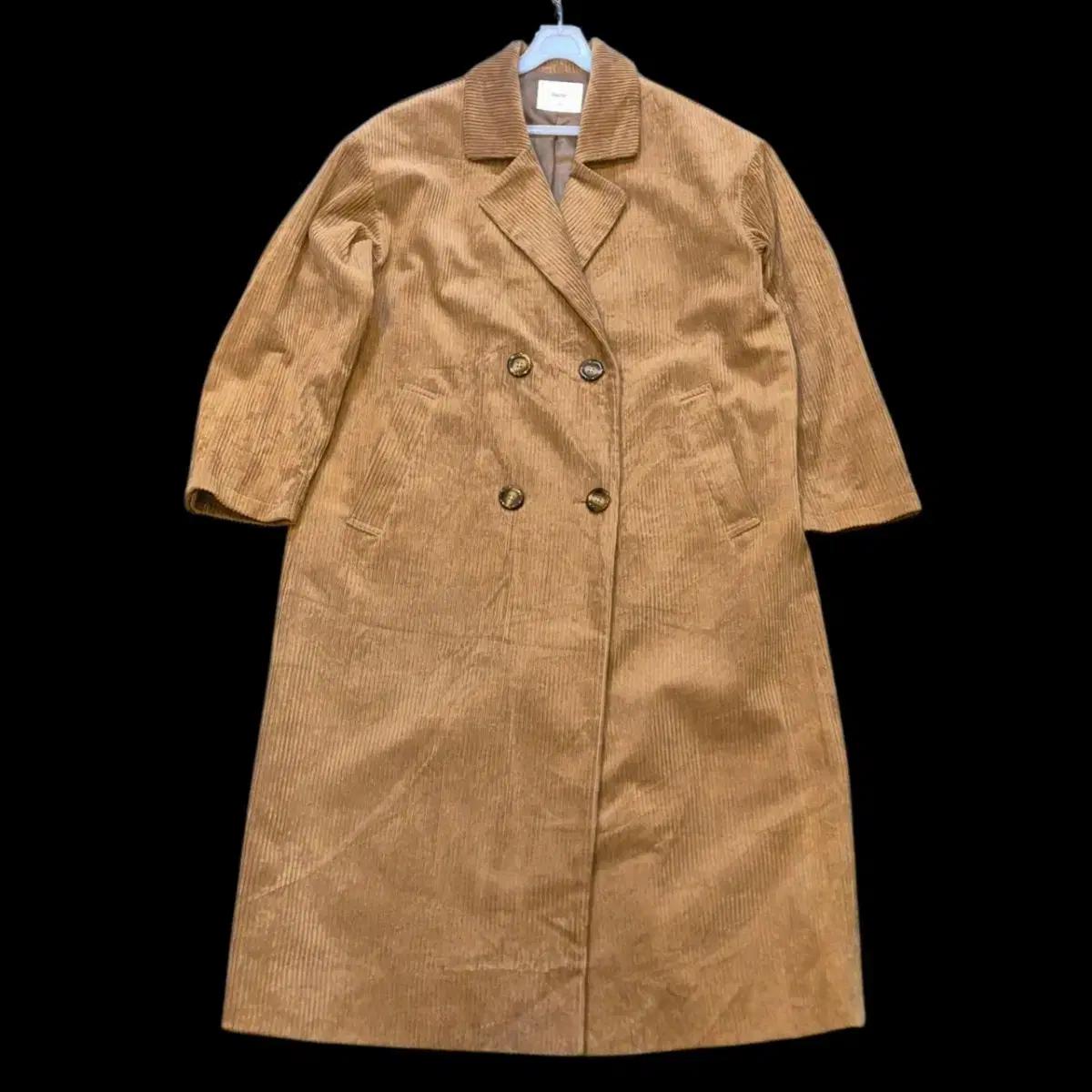 (여성-FREE)브라운 코듀로이 더블롱코트