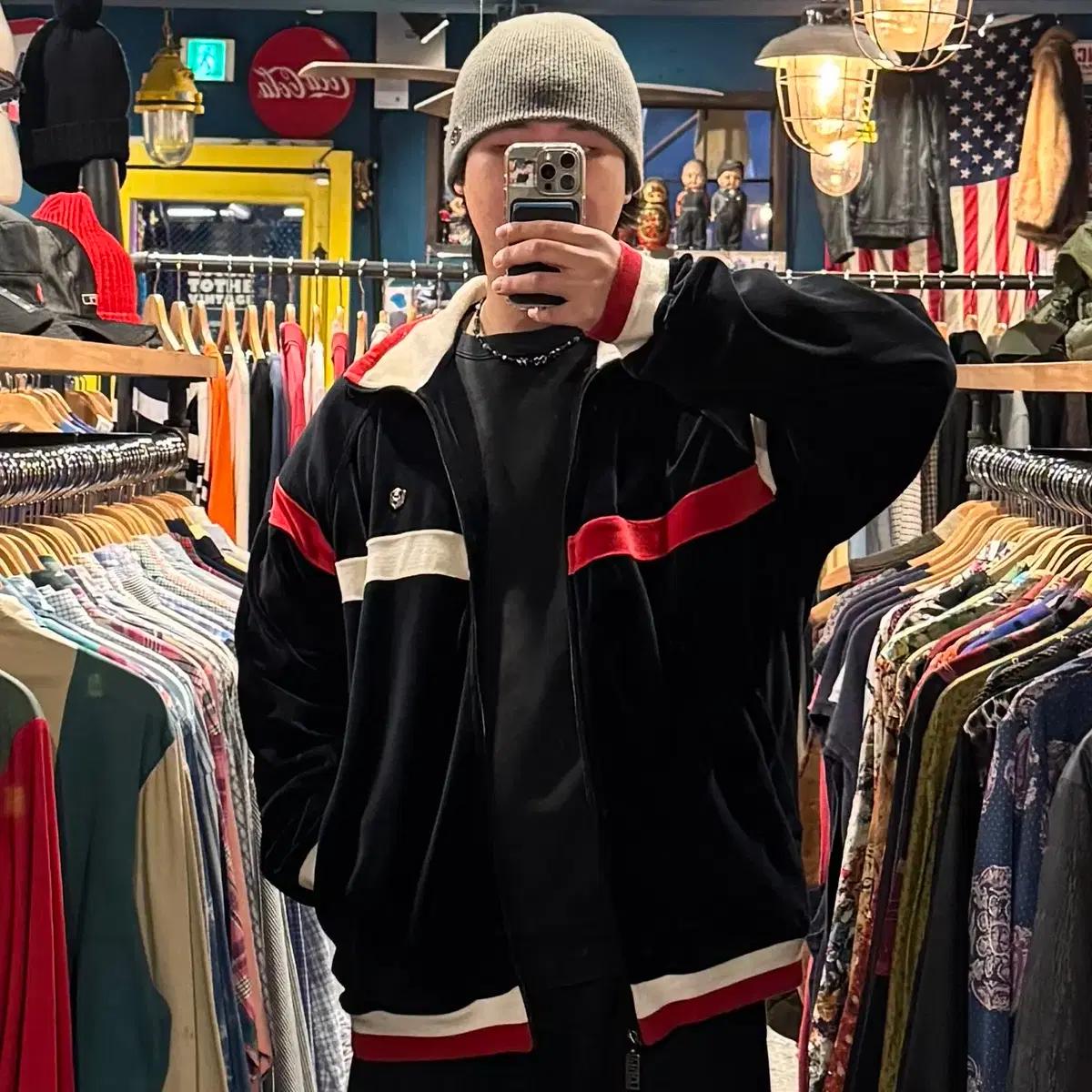 PHAT FARM 벨벳 집업 자켓
