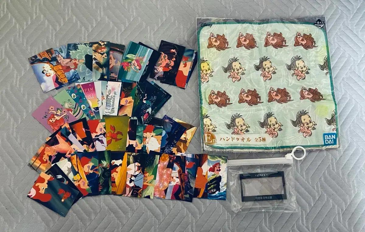 디즈니 인어공주 에리얼 스티커팩60매 손수건 제일복권 쿠지