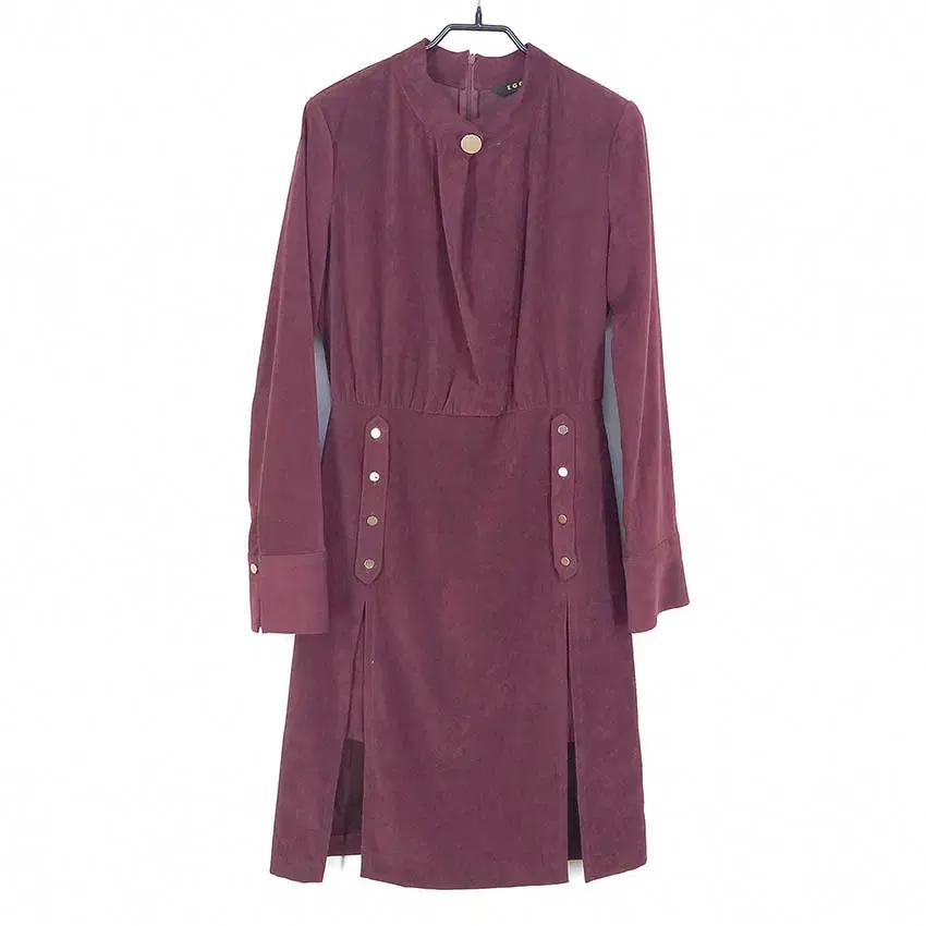 에고이스트 여성 춘추 약벨벳 긴팔원피스 와인 (HU41047)