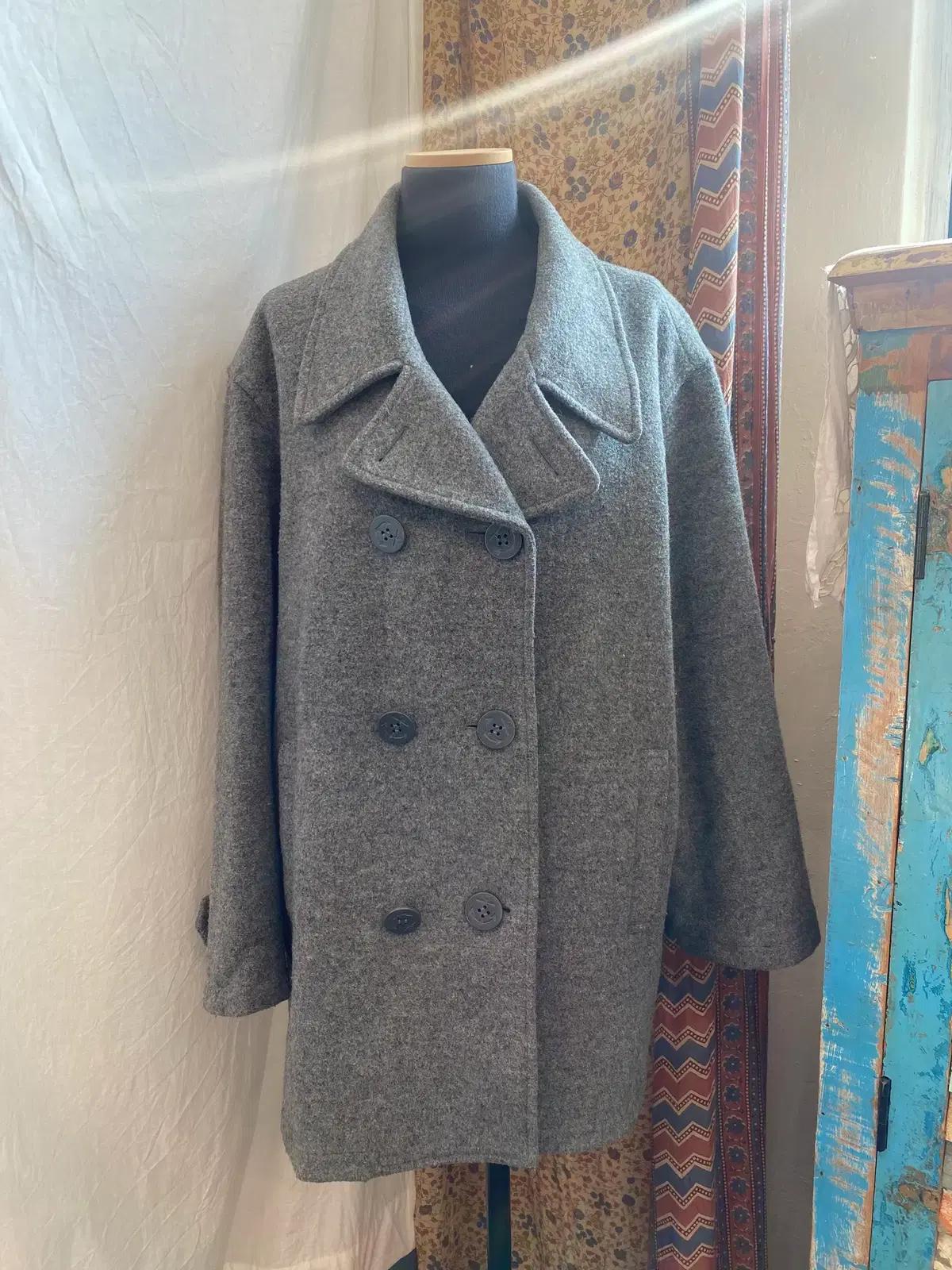 그레이 울믹스 오버핏 피코트(L)