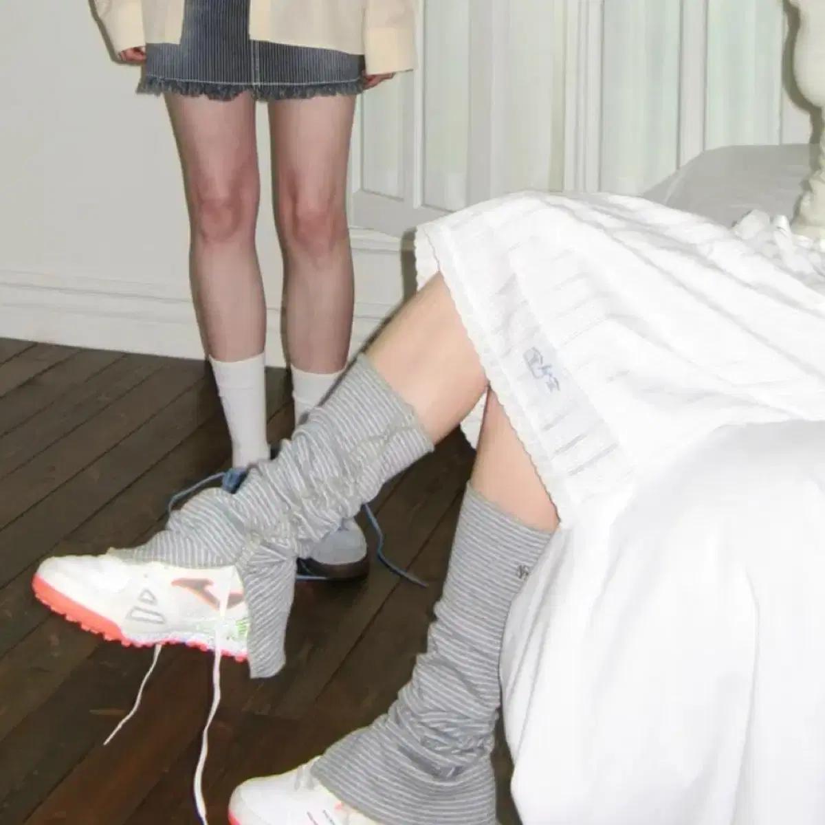 시눈 스트라이프 레그워머 멜란지 그레이 / 삭스 양말