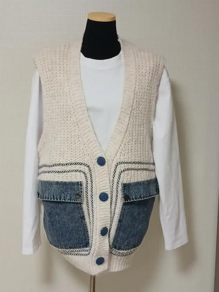 루즈핏니트 데님 베스트(1회착용상품)