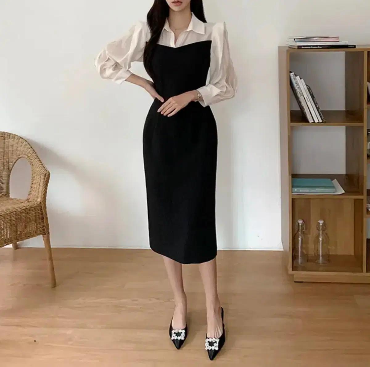 결혼식 하객룩 롱 블라우스 원피스 s 사이즈