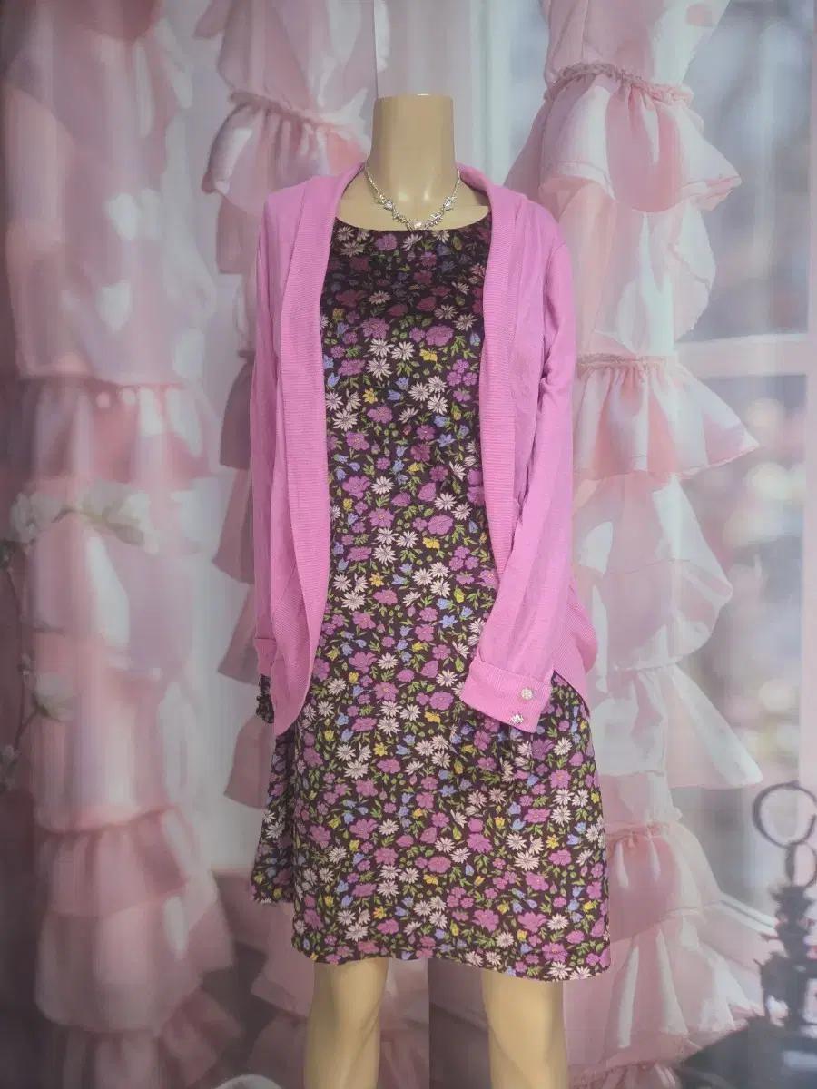 모리걸 벨벳원피스x가디건 코디세트