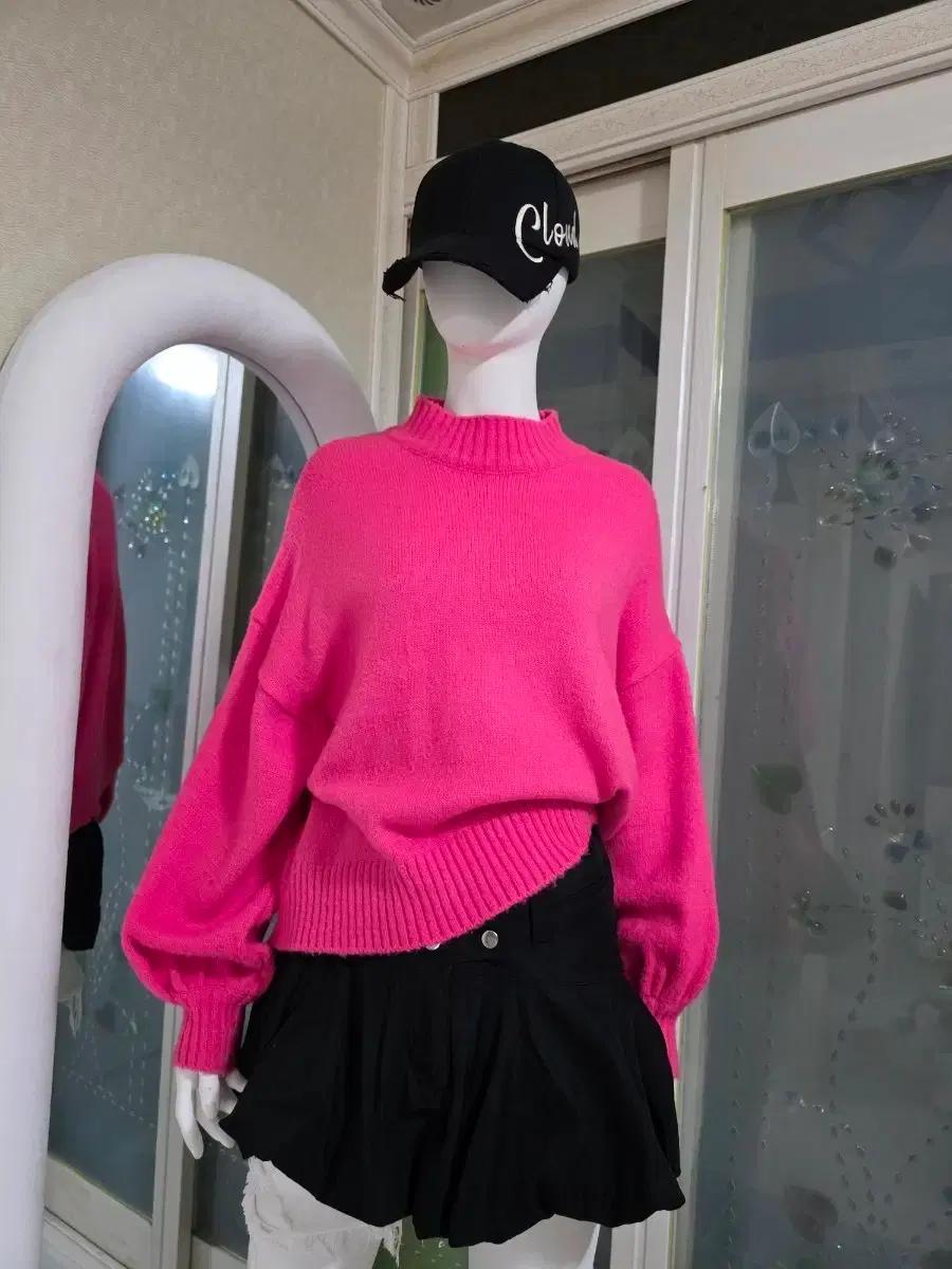 핑크 벌룬소매 니트((새상품)