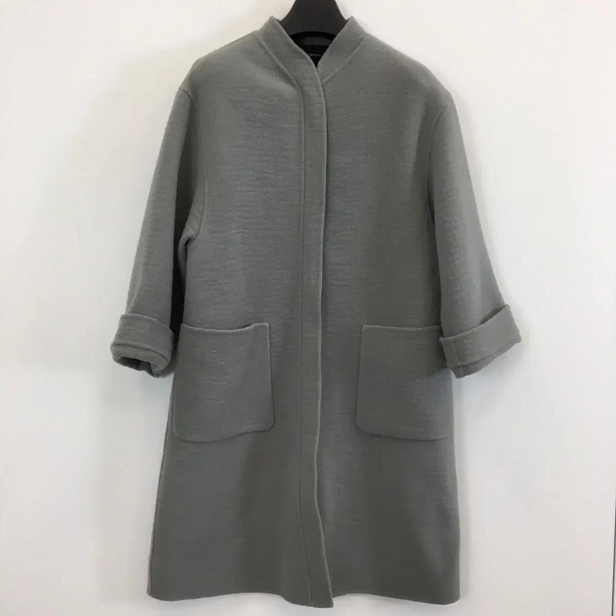 엠포리오아르마니 그레이 울 코트 66 오버 아웃포켓