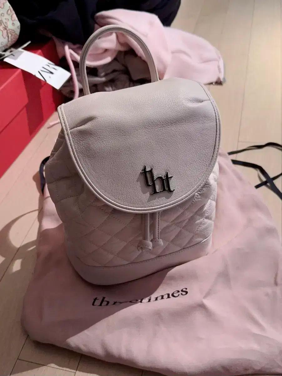 쓰리타임즈 아콘 퀄팅 백팩 핑크