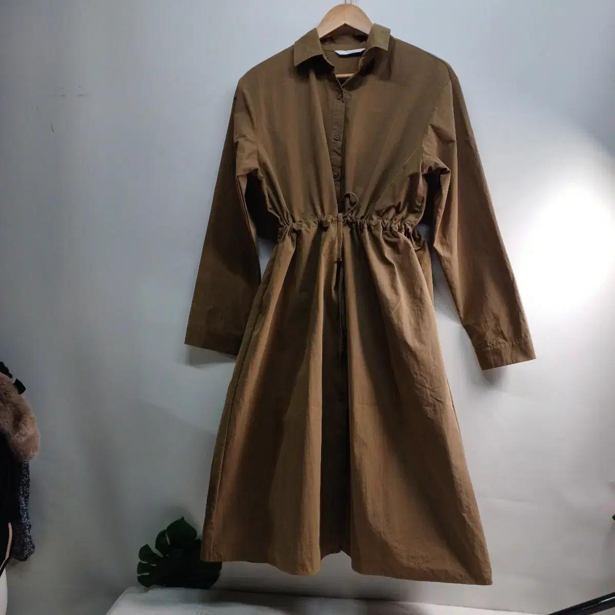 브라운 셔츠형 롱 원피스105~110사이즈 봄가을 510589