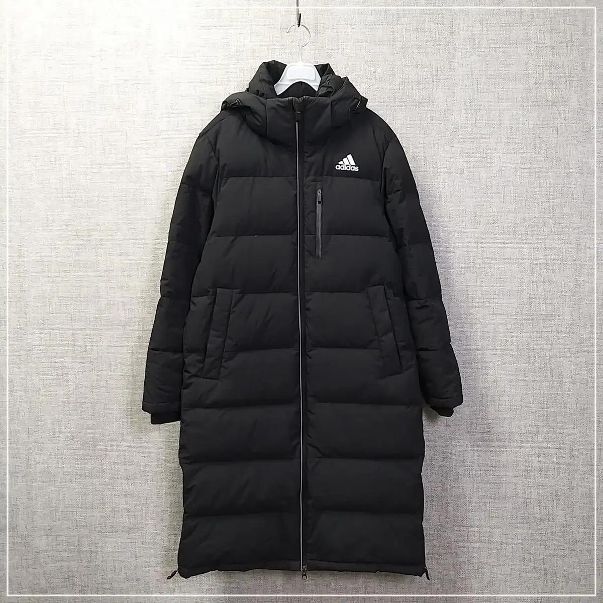 12. 아디다스 블랙 캐주얼 다운 후드롱패딩 여성S