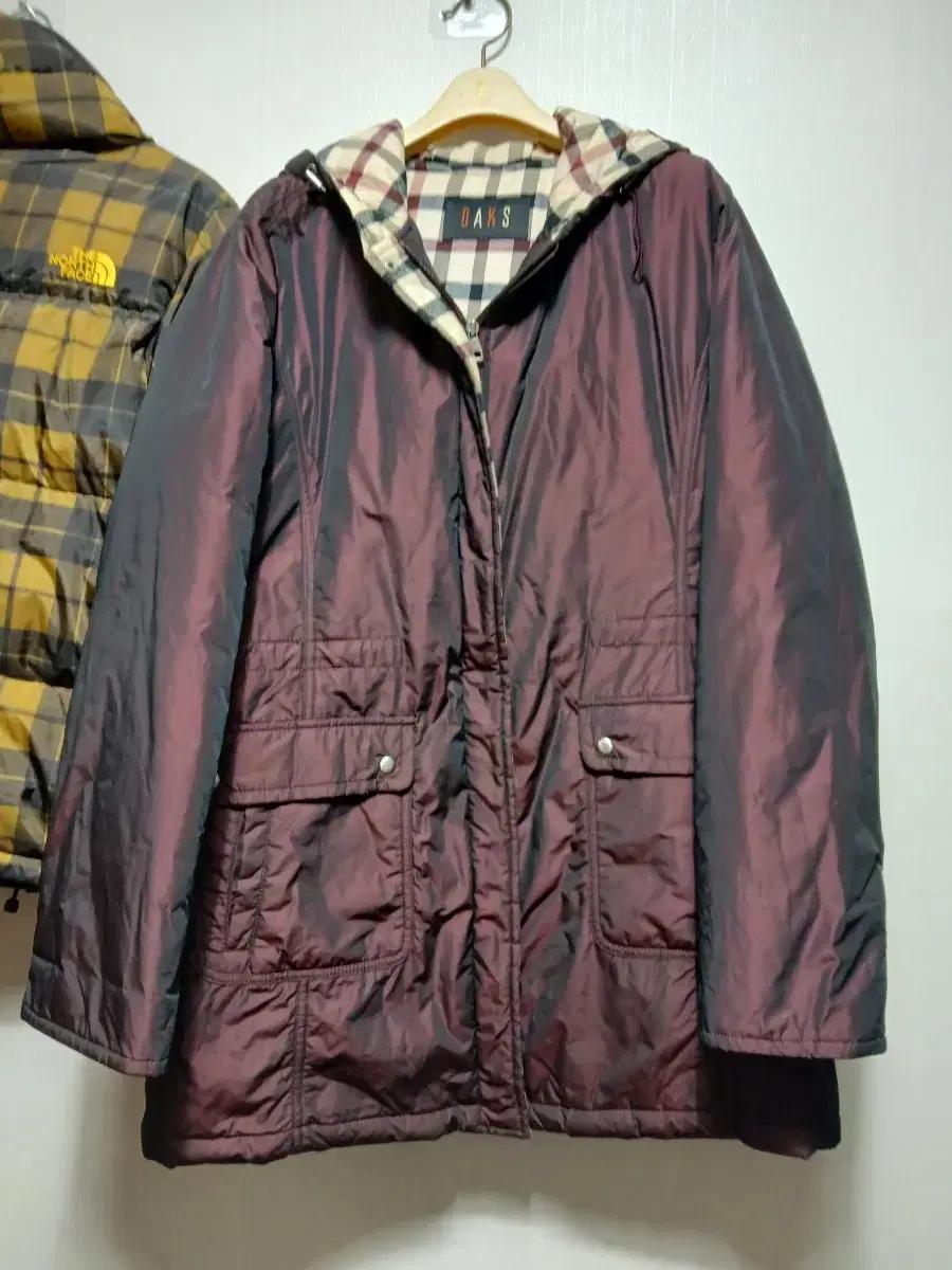 닥스 후드 체크 안감 여성 코트