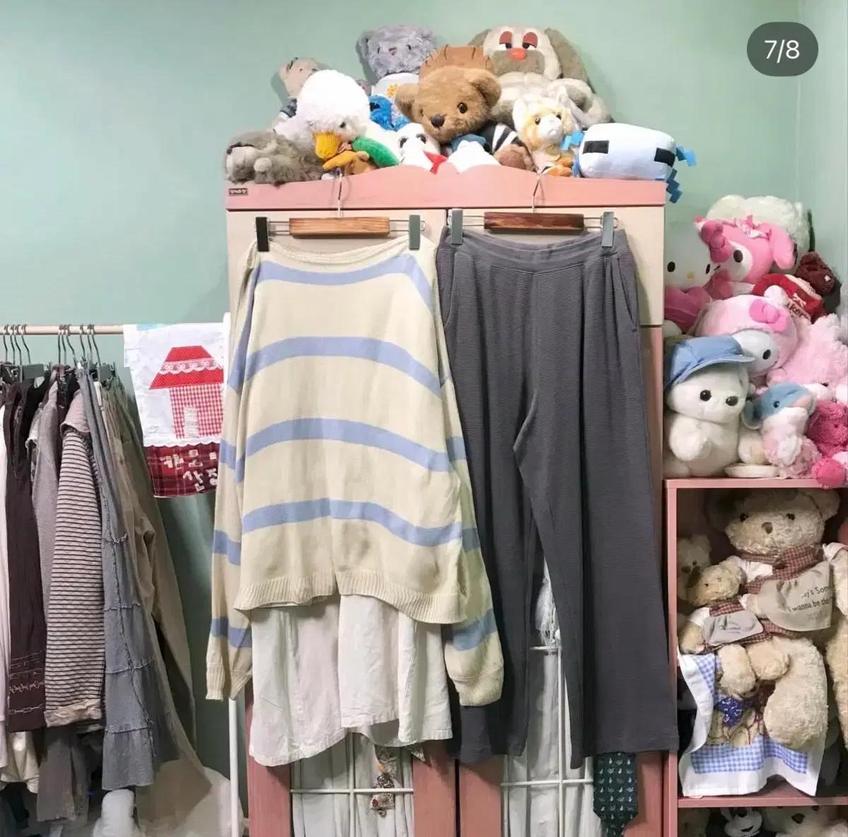 카모메산장 빈티지 조연 코디 세트 니트 바지 원피스