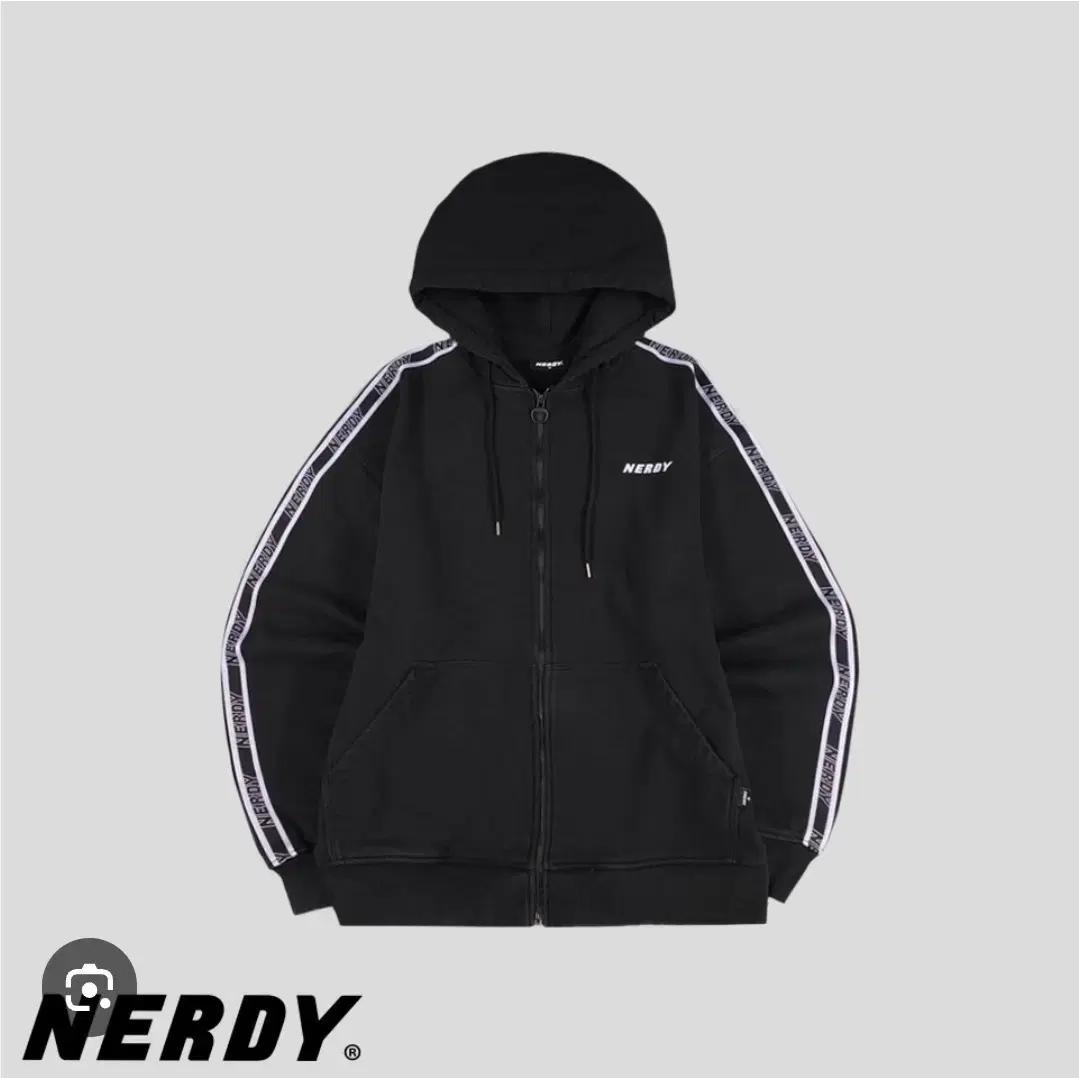 널디 NERDY 라인 블랙 후드집업 M (~105)