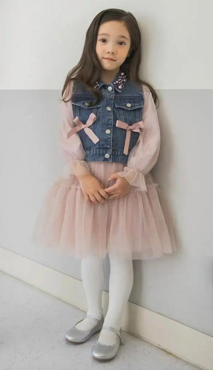 위시키즈 여아 리본 청조끼 샤원피스세트 7호