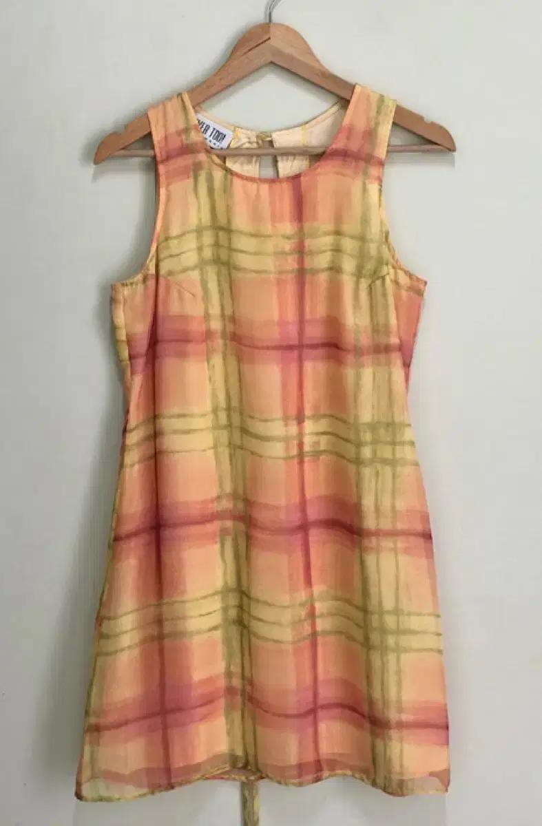 vintage yellow pattern dress 빈티지체크원피스